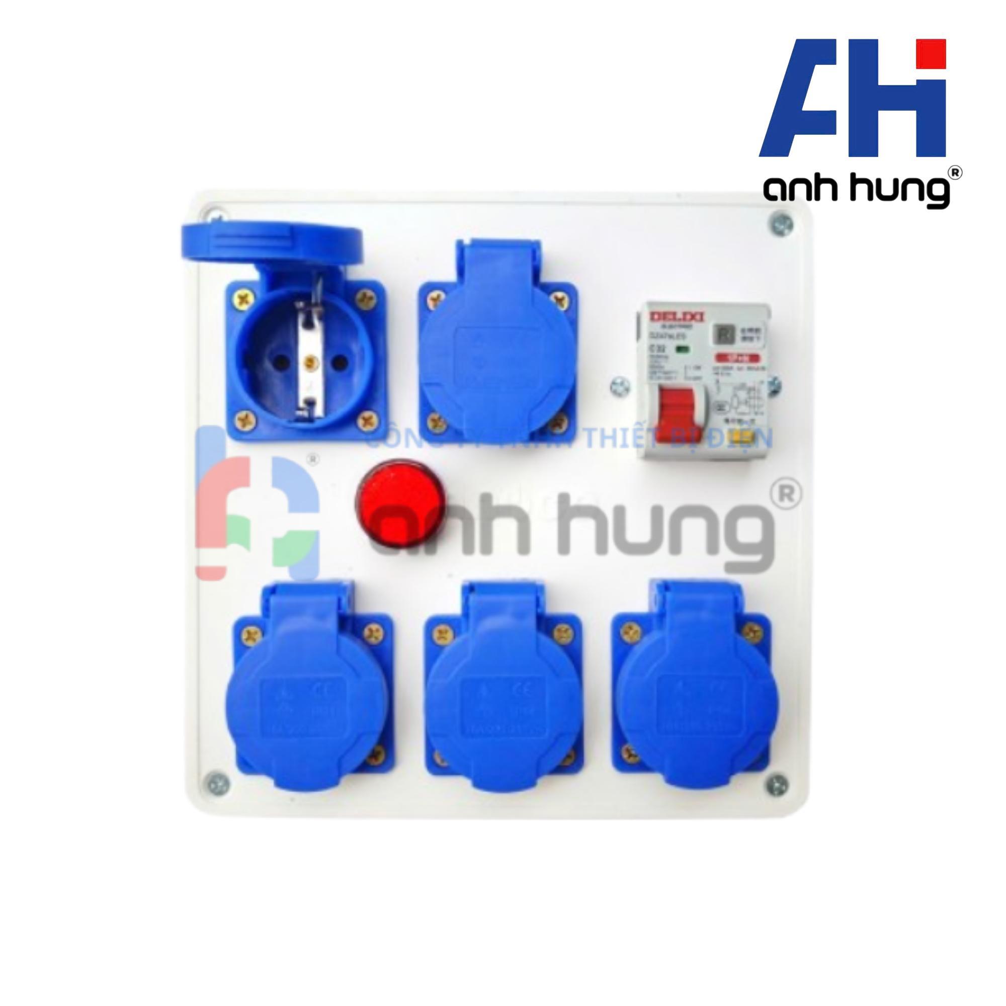 Hộp Chia Nguồn 5 Ổ Cắm Kèm CB Chống Giật 32A & Đèn Báo Nguồn | Thiết Bị Điện Anh Hùng HV0501 - Ảnh 4