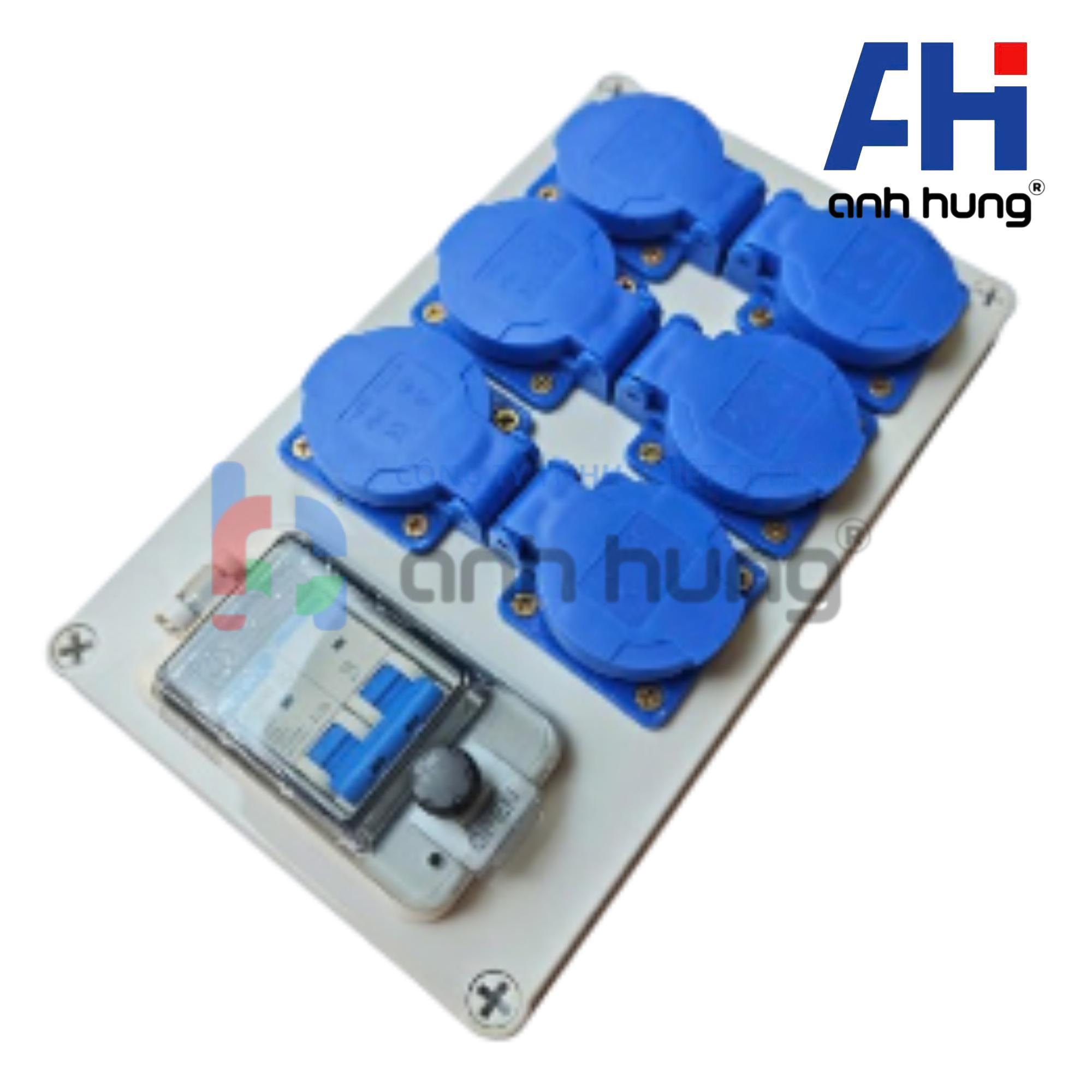 Ổ cắm điện ngoài trời chống nước kháng bụi chịu va đập 6 ổ cắm 16A và aptomat 32A | HNCB.0600 - Ảnh 2