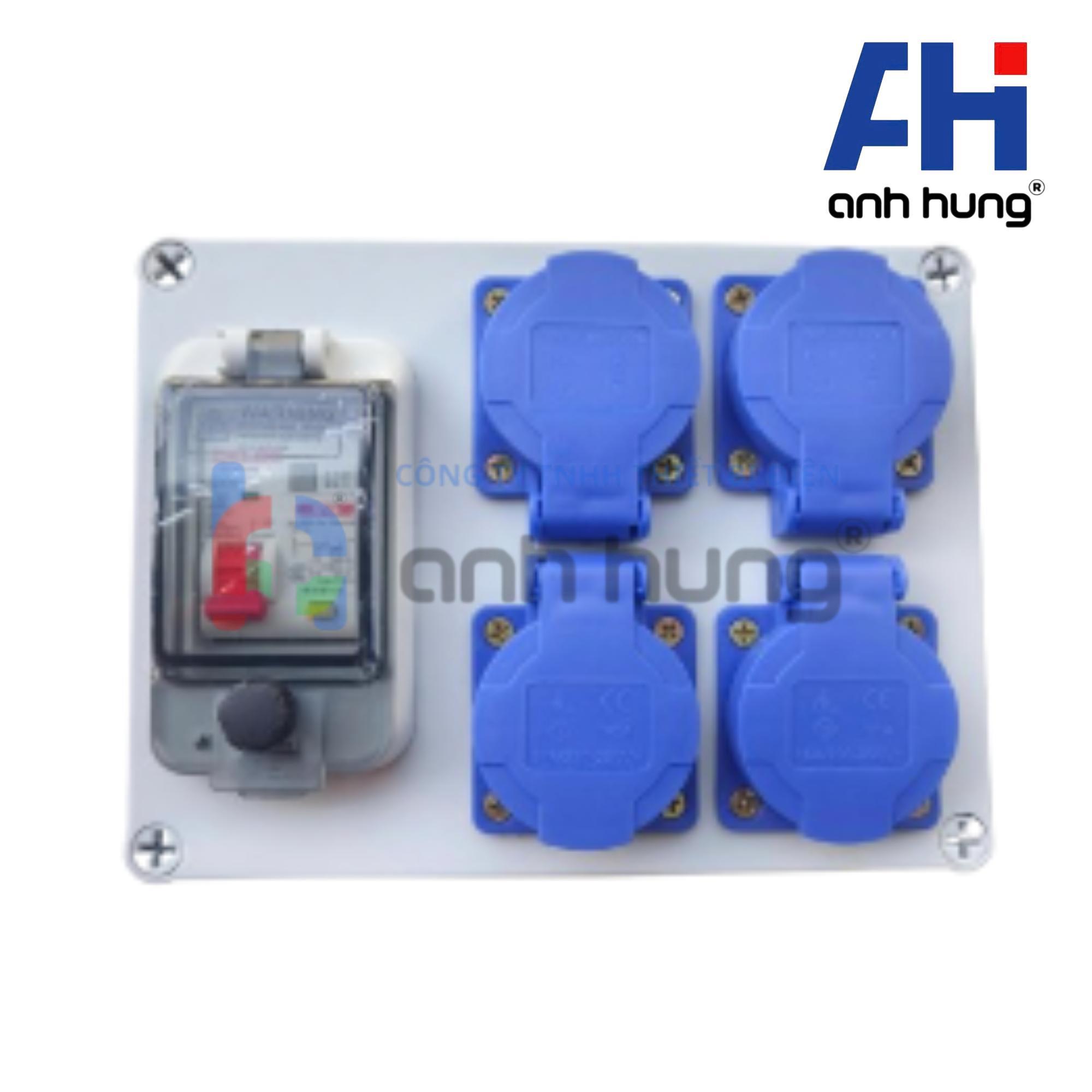 Ổ cắm điện ngoài trời chống nước kháng bụi chịu va đập 4 ổ cắm 16A và aptomat 32A | HNCB.0400