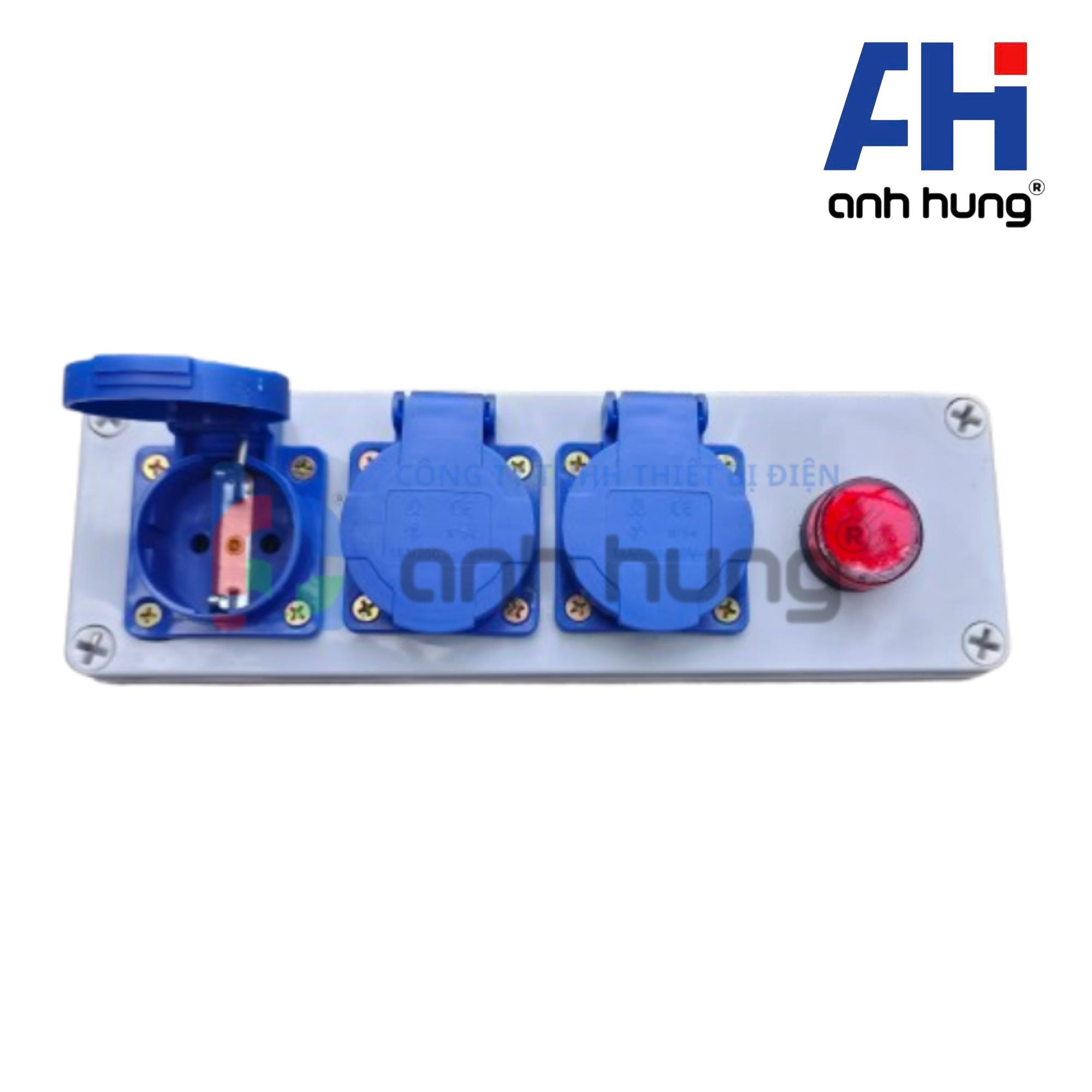 Ổ cắm điện 3 ổ chống nước 16A 250V 1 pha, đèn báo điện nguồn - Ảnh 2
