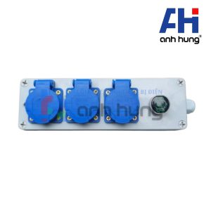 Ổ cắm điện 3 ổ chống nước 16A 250V đèn báo điện áp vôn