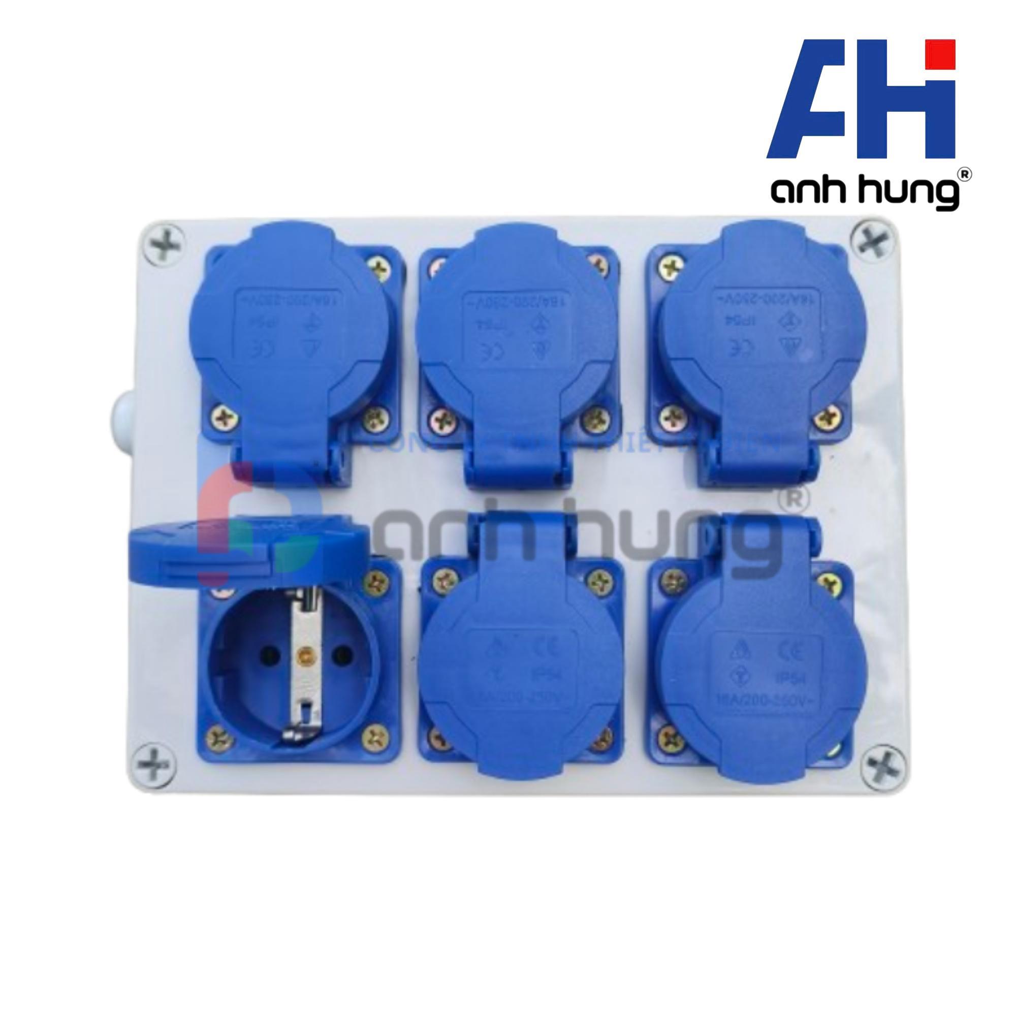 Hộp điện 6 ổ cắm chống nước kháng bụi IP54 | Ổ cắm 6 lổ cắm công nghiệp đa năng - HN.0600 - Ảnh 2