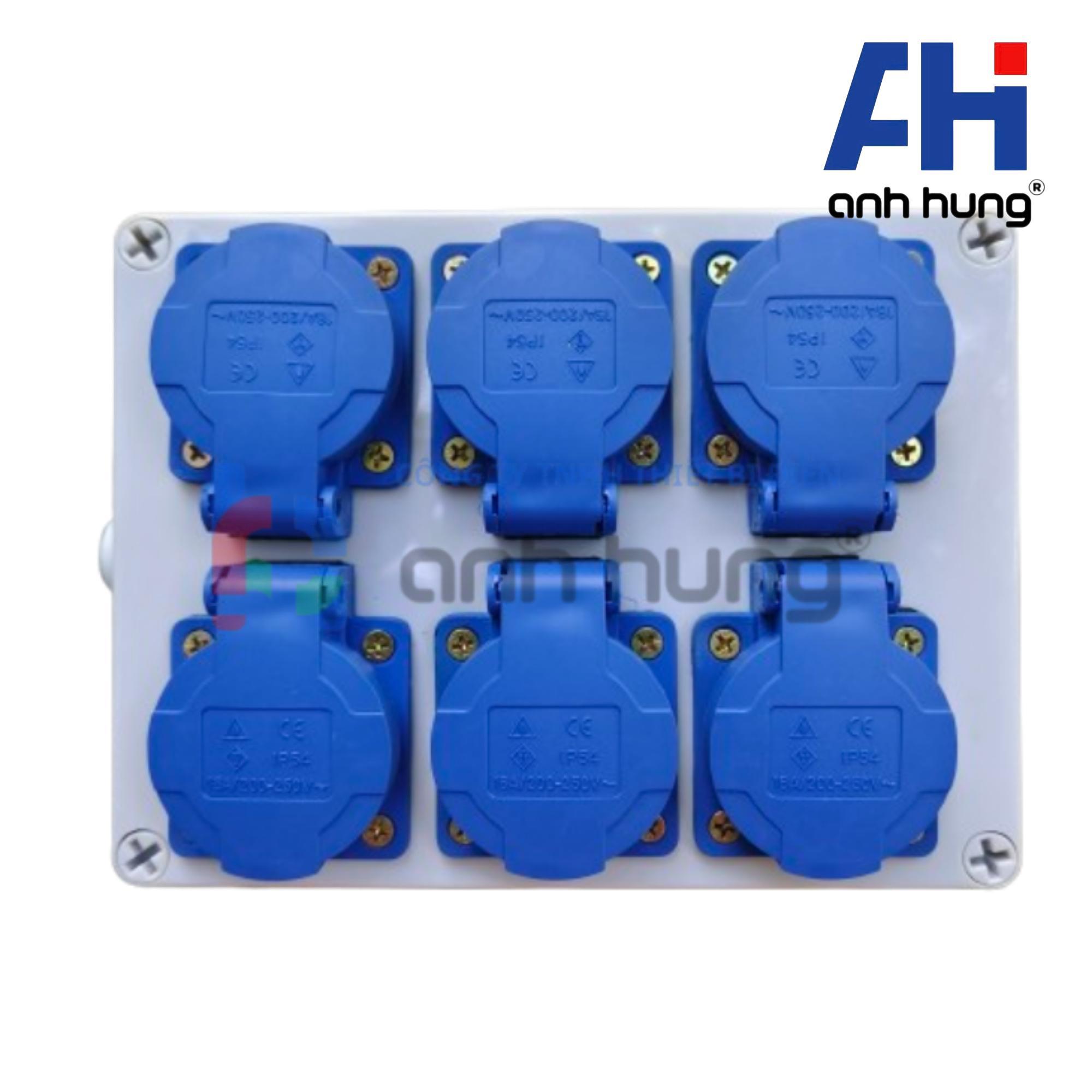 Hộp điện 6 ổ cắm chống nước kháng bụi IP54 | Ổ cắm 6 lổ cắm công nghiệp đa năng - HN.0600