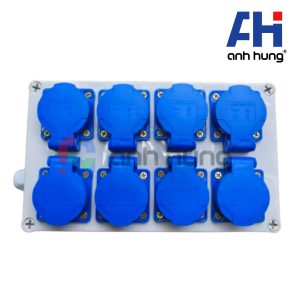 Hộp chia điện 8 ổ cắm chống nước kháng bụi IP54 | Ổ cắm 8 lổ cắm công nghiệp đa năng - HN.0800