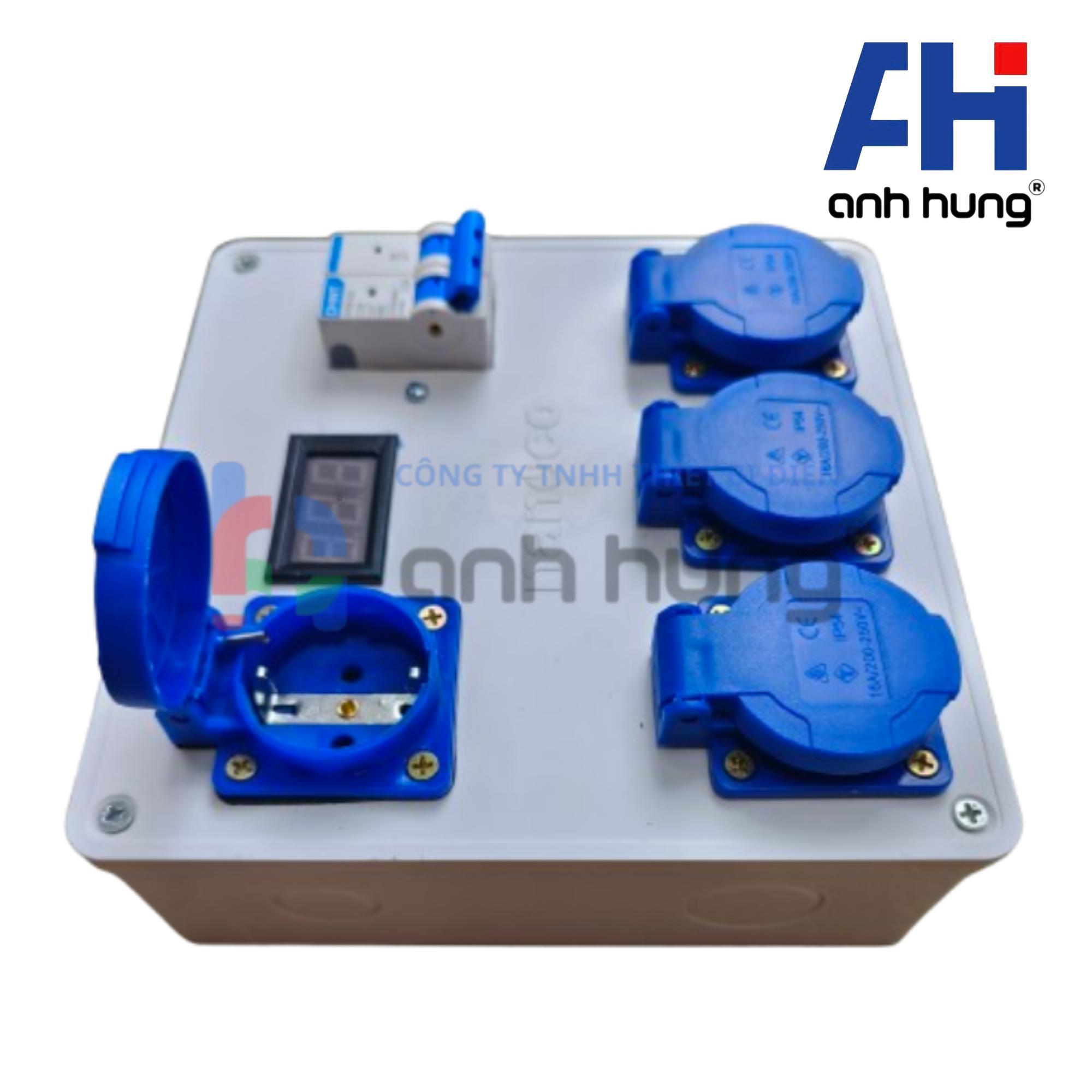 Hộp Nguồn Thi Công 4 Ổ Cắm Có Màn Hình Báo Vôn, Áptômát Chống Giật 32A – Ổ Cắm Công Nghiệp HV0403 - Ảnh 9