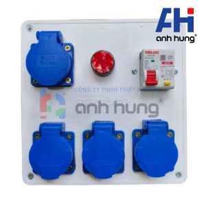 Hộp Chia Nguồn 4 Ổ Cắm Kèm CB Chống Giật 32A & Đèn Báo Nguồn | Thiết Bị Điện Anh Hùng HV0401